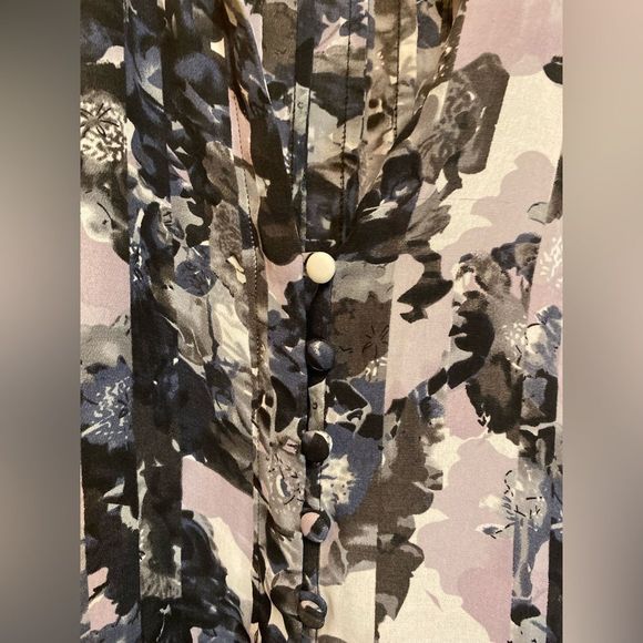 PARKER TOP BLOUSE GRAY BLACK WHITE LONG SLEEVE SIZE S - Picture 12 of 16